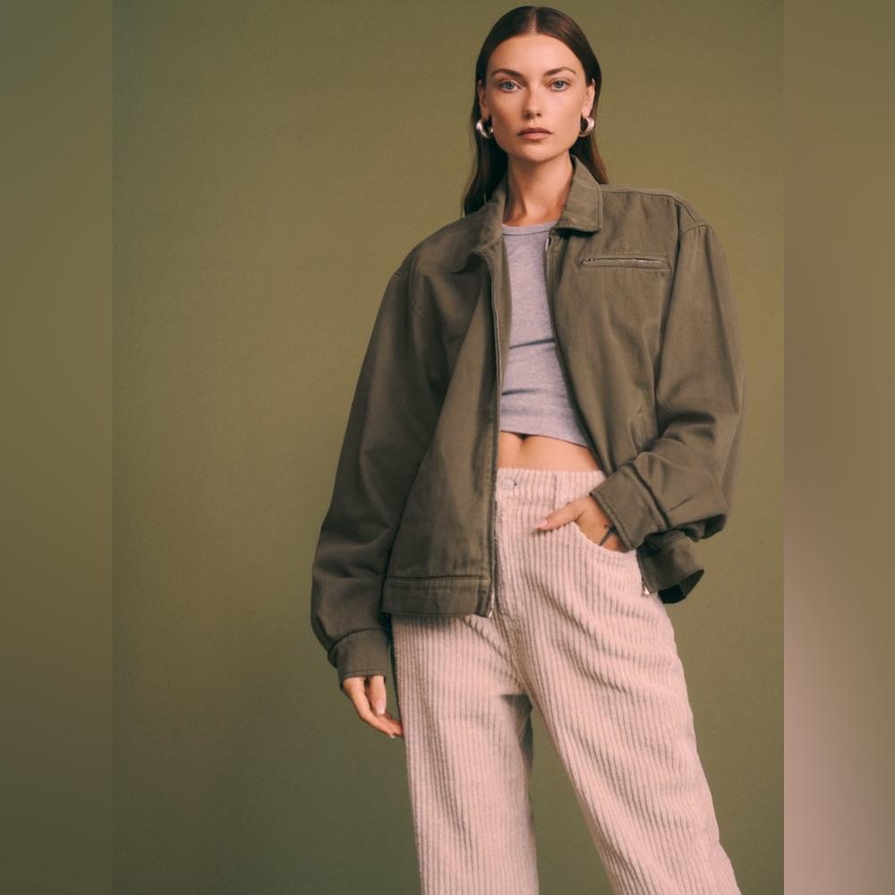 NWT Reformation Marco Bomber Jacket in Dark Olive XS